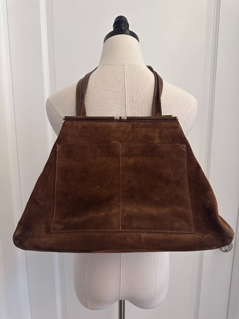 Sézane Françoise tote in Noisette (dark brown hazelnut) suede ~ pre-owned!